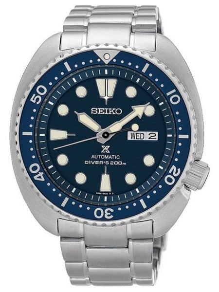 Seiko Turtle, Prospex Automatic Dive Watch with Blue Dial and Stainless Steel Bracelet #SRP773
