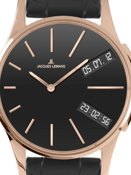 Jacques Lemans London Gold Tone 46MM Quartz Analog-Digital GMT Watch #1-1788E
