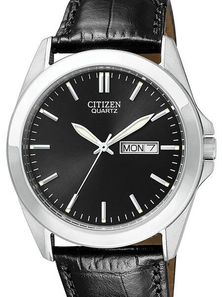 Citizen Quartz Watch with Black Dial and Leather Strap #BF0580-06E