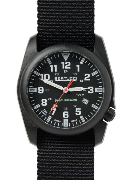 Bertucci 45mm Black Polycaronate A-5P Case Watch with Tritium Tube Lights #13500