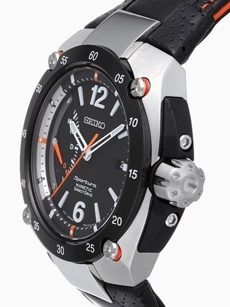 Seiko Kinetic Watch with Black Dial and Power Reserve #SRG005P2