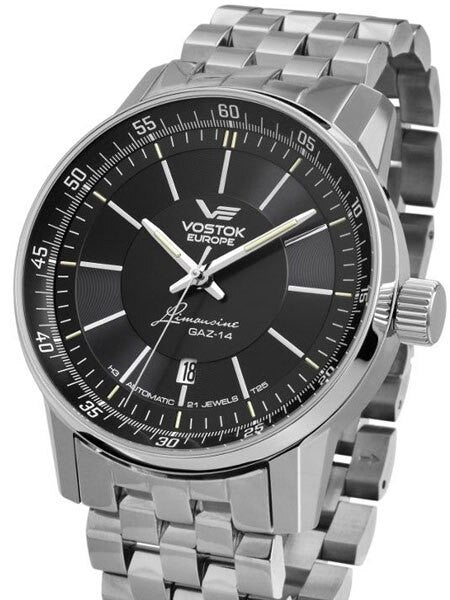 Vostok-Europe GAZ Limo Black Dial Watch with Trigalight Illumination 5651137B