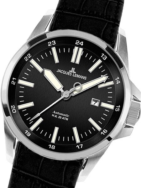 Jacques Lemans 44mm Liverpool Automatic Watch with a Black Dial #1-1516A