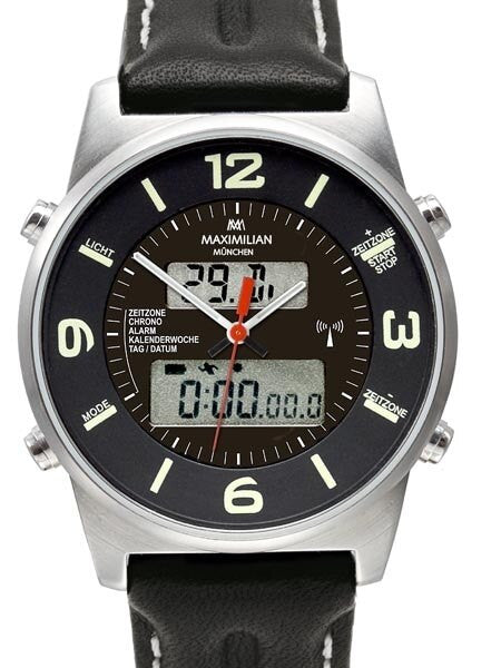 Maximilian Radio Controlled, Analog Digital Chronograph GMT, Alarm Watch #5402-3