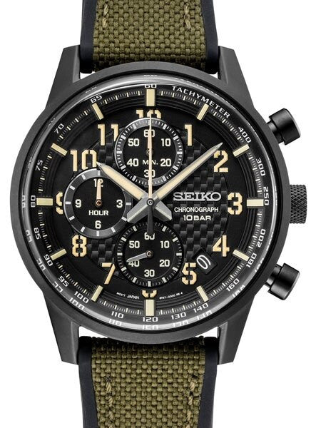 Seiko Quartz Chronograph with Stop-Watch and 12-hour Totalizer #SSB373