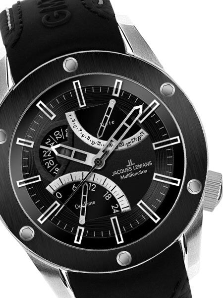 Jacques Lemans Liverpool Quartz Watch with Dual Time GMT and Pointer Date #1-1634A