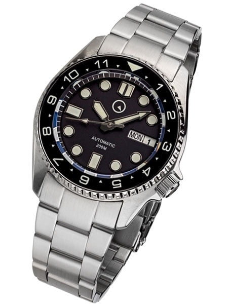 Islander 38mm Automatic Dive Watch with Solid-Link Bracelet, AR Sapphire Crystal, and Luminous Dual-Time Ceramic Bezel Insert #ISL-20