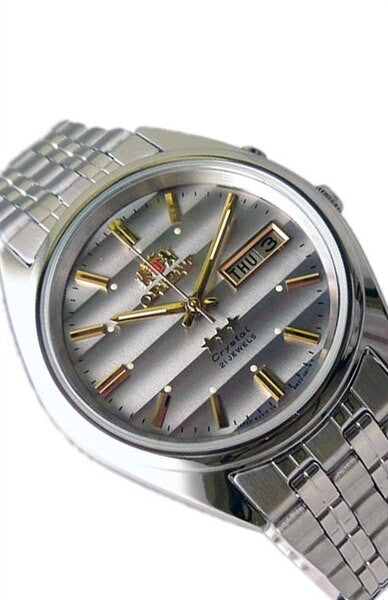 Orient Automatic Watch with Louver-Like Grey Dial, Day-Date and SS Bracelet #EM0401PK