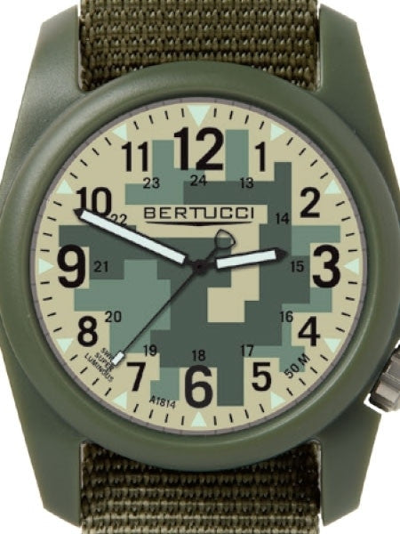 Bertucci DX3 Field Resin Watch, Olive Drab Nylon Strap, Digicam Camouflage Dial - 11032
