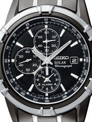 Seiko Essentials Solar IP Chronograph and Alarm with Black Dial #SSC143