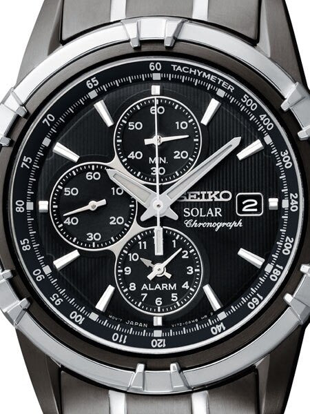 Seiko Essentials Solar IP Chronograph and Alarm with Black Dial #SSC143