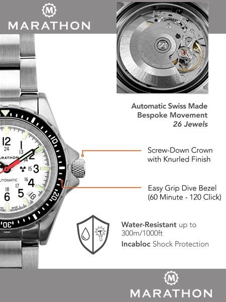 Marathon Swiss Made, (Medium) GSAR Automatic Military Divers Watch with Sapphire Crystal #WW194026BRACE-MA-WD