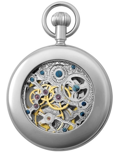 Charles-Hubert Mechanical Dual Time Pocket Watch with Sun-Moon Dial #3816W