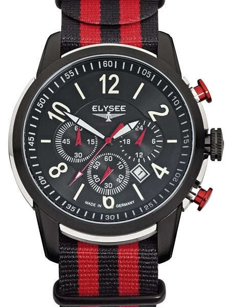 Elysee 45mm The Race I Quartz Chronograph Watch with 60-minute Stopwatch and Sapphire Crystal #80524