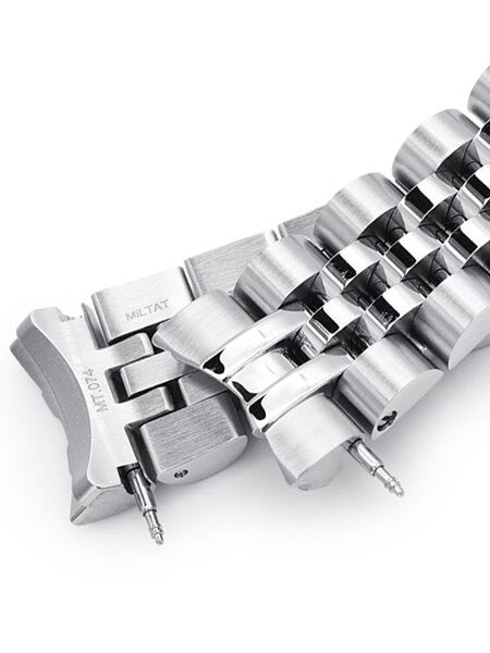 Strapcode 20mm ANGUS-J "Louis" 316L Stainless Steel Watch Bracelet for for Seiko Baby Turtle Models, V-Clasp #SS201820B074