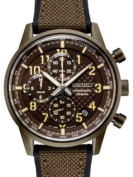 Seiko Quartz Chronograph with Stop-Watch and 12-hour Totalizer #SSB371