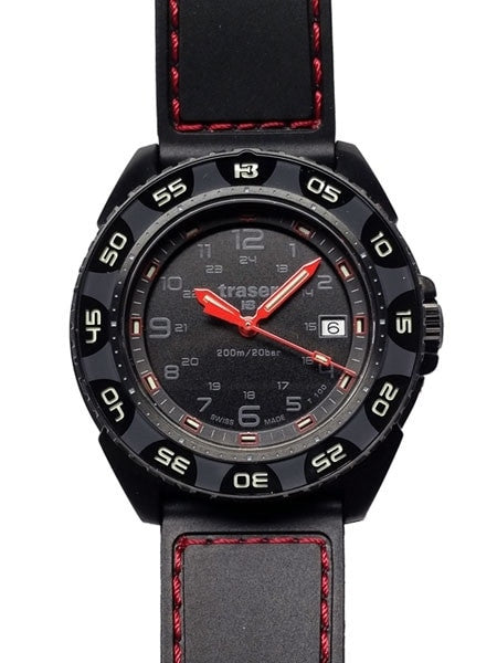 Traser Red Alert T100 Watch with Sapphire Crystal and Black Rubber Strap #106470