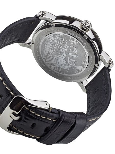 Brillier 43mm Americana Chapter 2 Railroad Swiss Quartz Watch with Calfskin Leather Strap #BR-07