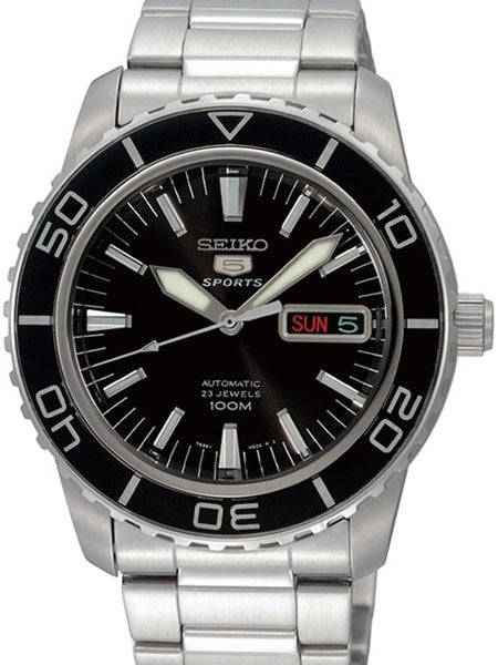 Seiko 41mm Sports 5, 23-Jewel Automatic Watch with Day and Date Window #SNZH55K1