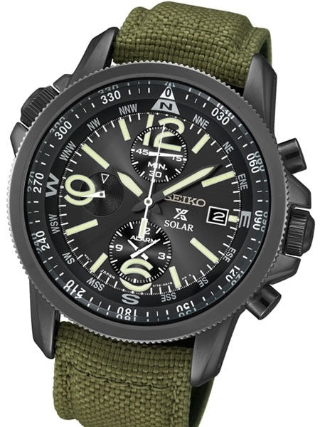 Seiko Prospex Solar Powered Quartz Chronograph Alarm Watch with