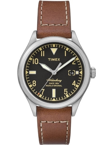 Timex 38mm Waterbury Quartz Watch with Black Dial and INDIGLO Night-Light #TW2P84600ZA