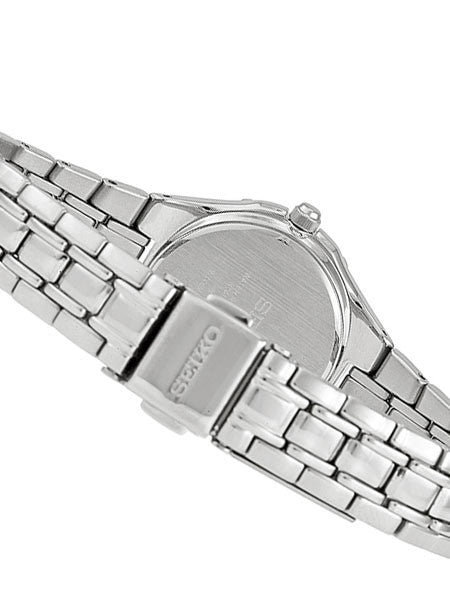 Seiko Women's Solar Dress Watch with 18 Diamond's on the Bezel, Black Dial #SUT067
