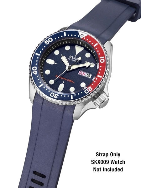 Crafter Blue 22mm Vulcanized Rubber Watch Strap for SEIKO SKX007-009-011 Curved End #CB10-B