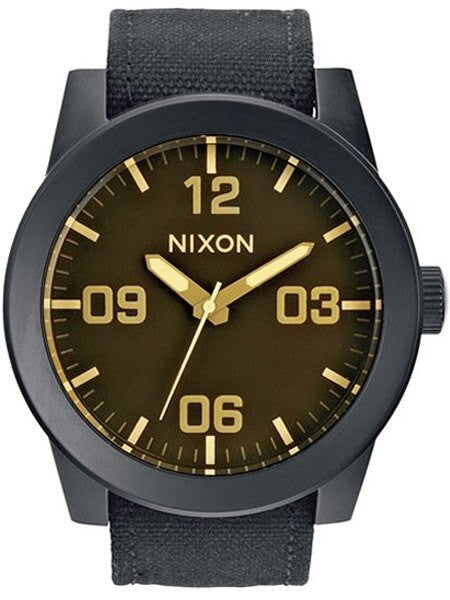 Nixon Corporal Quartz Watch with Black PVD Case and Orange Tinted Crystal #A243-1354