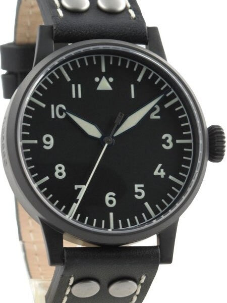 Laco Damme Black PVD Quartz Pilot Watch with Sapphire Crystal #861792