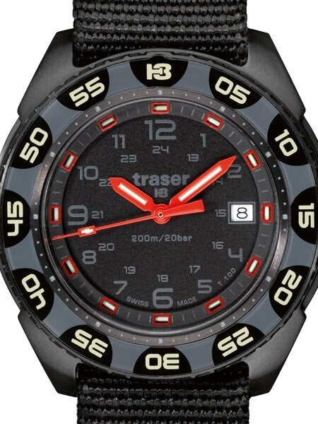 Traser Red Alert T100 Watch with Sapphire Crystal and Black Strap #106469