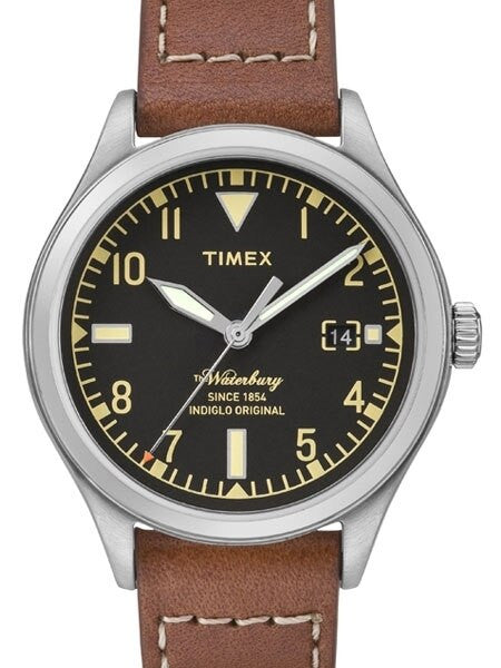 Timex 38mm Waterbury Quartz Watch with Black Dial and INDIGLO Night-Light #TW2P84600ZA