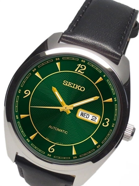 Seiko Recraft Series Automatic Watch with 43.5mm Case, Black Leather Strap #SNKN69