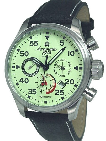 Aeromatic 1912 Calendar Watch with Luminous Dial #A1419 — Long