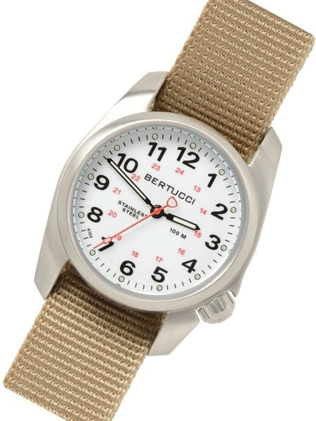 Bertucci A-1S Stainless Steel Watch with a Khaki Nylon Strap #10200