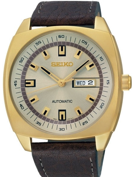 Seiko Recraft Series Automatic Watch with 43.5mm Case, Brown Leather Strap #SNKN02