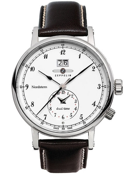 Graf Zeppelin NORDSTERN series, Dual Time Big Date Watch, White Dial #7540-1