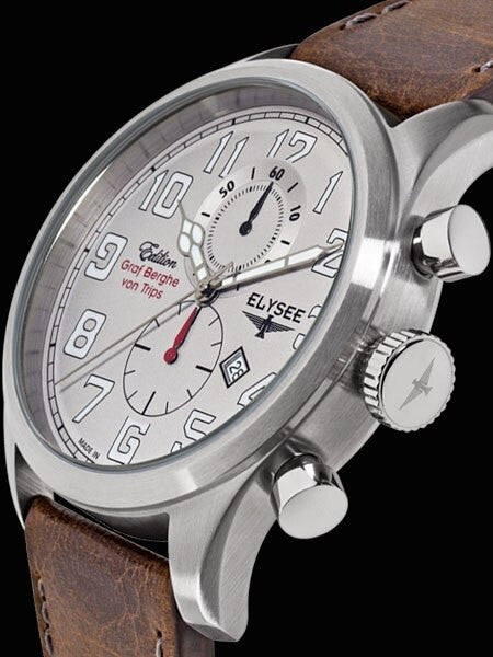 Elysee 46mm Kerpen Quartz Chronograph Watch with 60-minute Stopwatch and Sapphire Crystal #38007