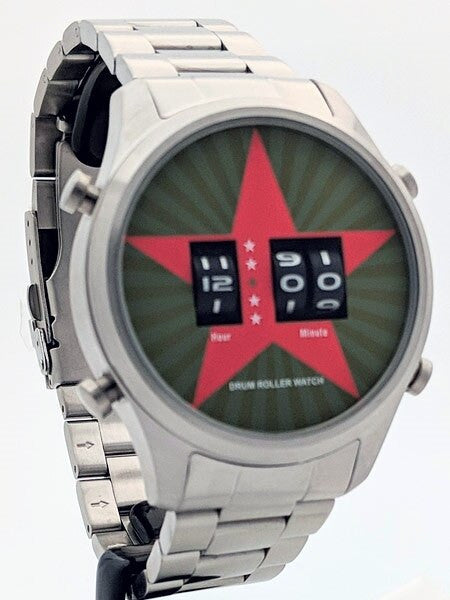 Red Star Quartz Drum Roller Watch with 44mm Case #8395G-A
