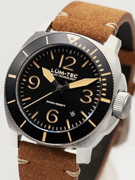 Lum-Tec 44mm Swiss Quartz Dive Watch with AR Sapphire Crystal, Luminous Bezel #M88