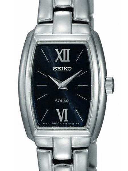 Seiko Women's Solar Powered Dress Watch with Black Dial, Silver Hands and Markers #SUP069
