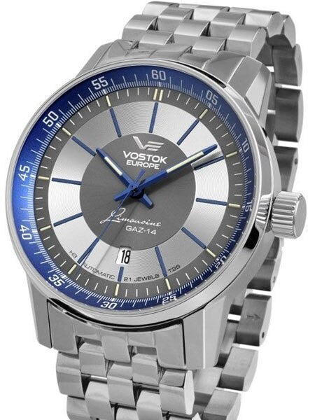 Vostok-Europe GAZ Limo Silver-Grey Dial Watch with Trigalight Illumination 5651138B