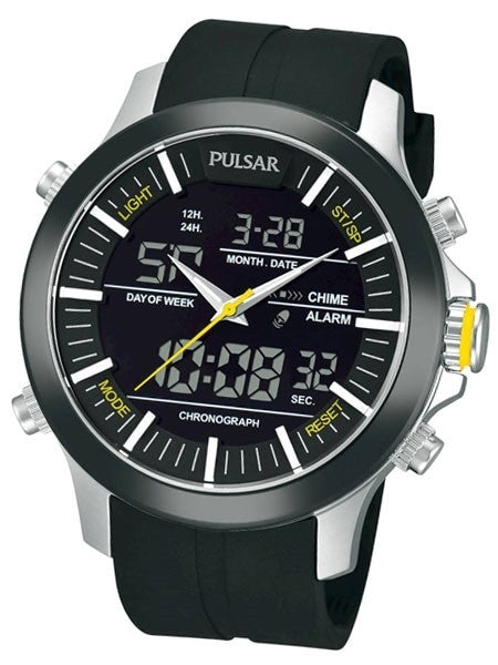 Pulsar On The Go Watch with Daily Alarm, Stopwatch, and Hourly Chime #PW6001