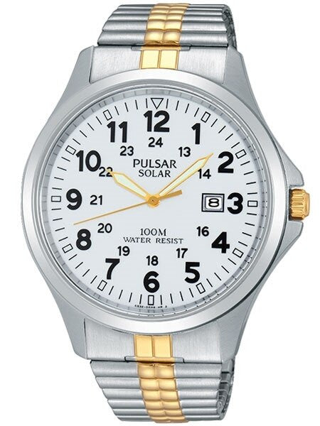 Pulsar Solar Powered Quartz Aviator Style Watch with 44mm Case #PX3071