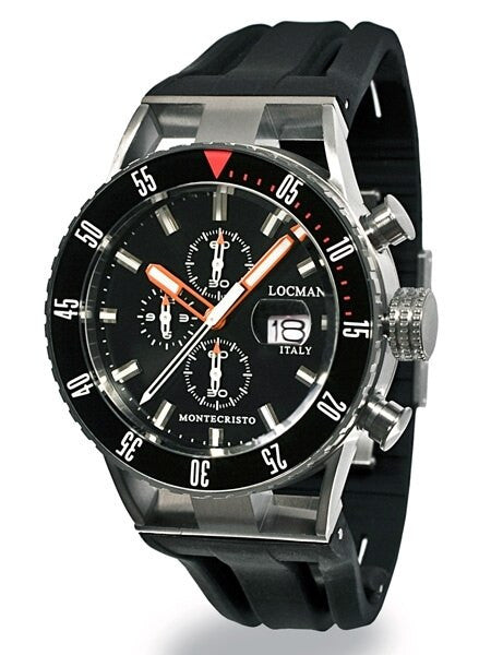 Locman Montecristo 200 Meter Quartz Chronograph Dive Watch with 44mm Case #512BKORBK