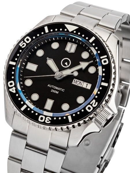 Islander Automatic Dive Watch with Solid-Link Bracelet, AR Sapphire Crystal, and Luminous Ceramic Bezel Insert #ISL-02