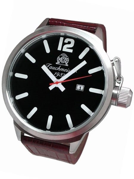 Tauchmeister XXL 58mm Black Dial Military Watch with Crown Protector #T0291