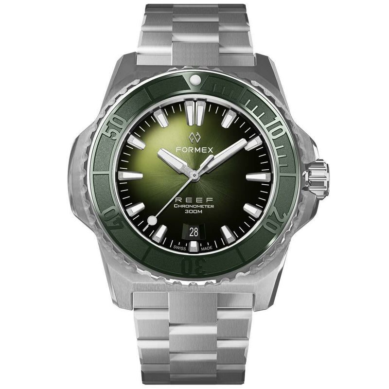 Formex REEF Swiss Automatic Chronometer Dive Watch with Sunburst Green Dial #2200-1-6300-100