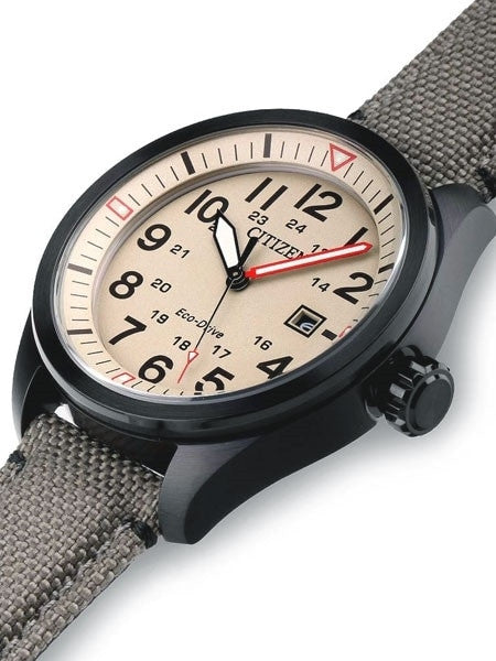 Citizen Military Watch Eco-Drive Beige Dial with Matching Nylon Strap #AW5005-12X