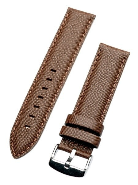 Toscana Saffian Brown Leather Strap with Unique Cross-Hatch Texture #SAF-80