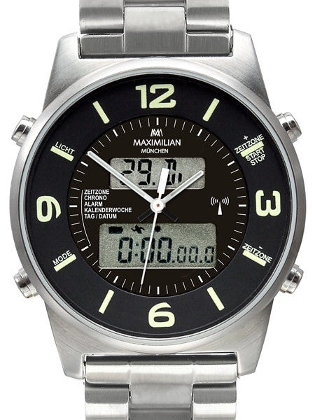 Maximilian Radio Controlled, Analog Digital Chronograph GMT, Alarm Watch #5402M-2